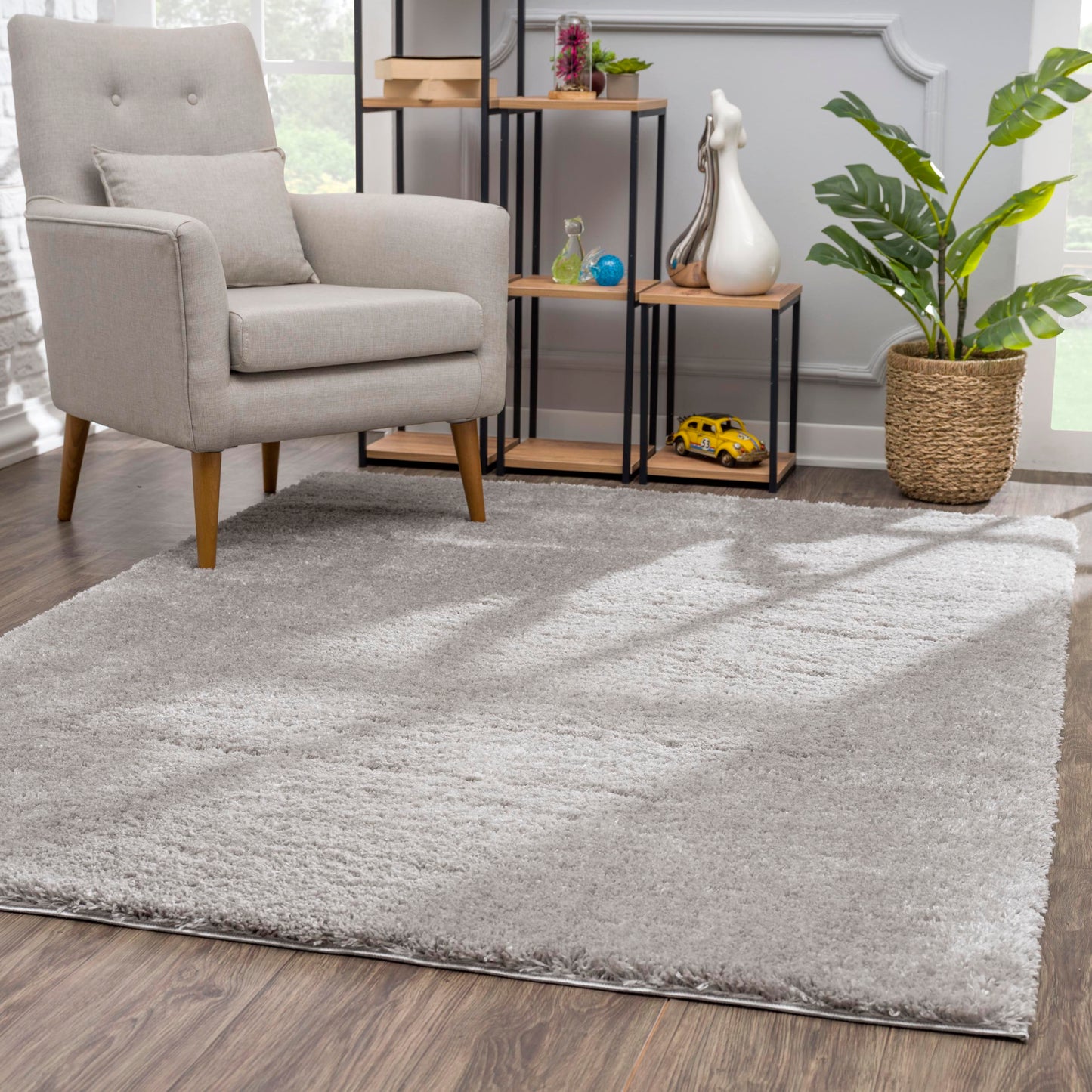 Puffy:Plain Grey Area Rug