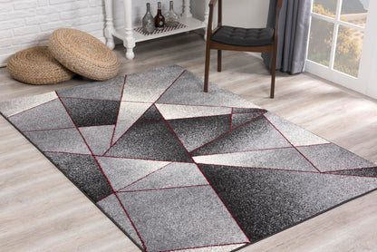 Comfort:4470 Grey Red Area Rug