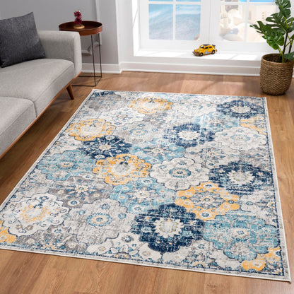 Splash:2855 Blue Area Rug