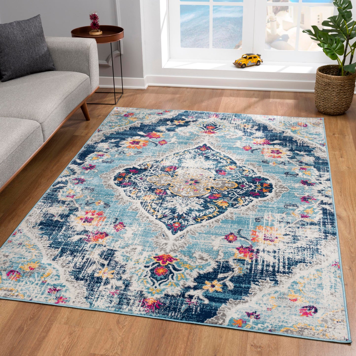 Splash:2898 Blue Area Rug