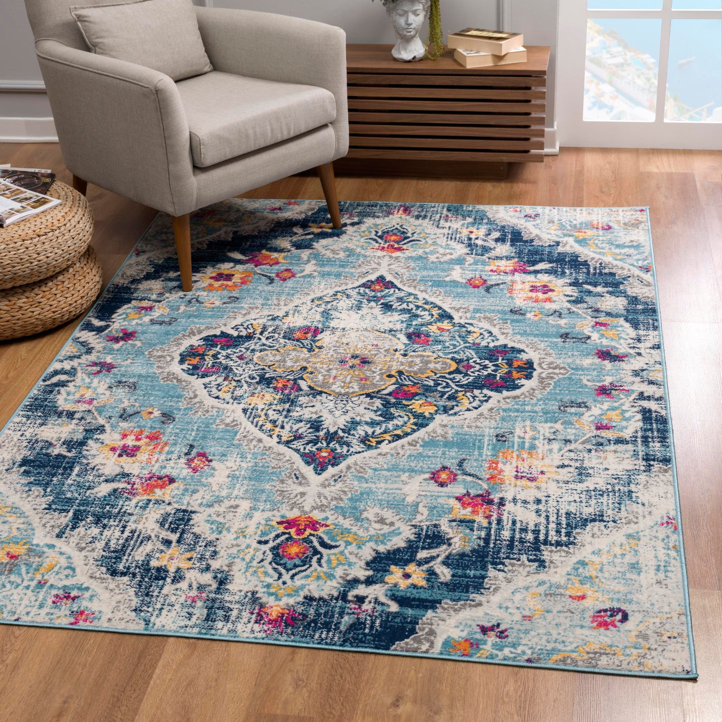 Splash:2898 Blue Area Rug