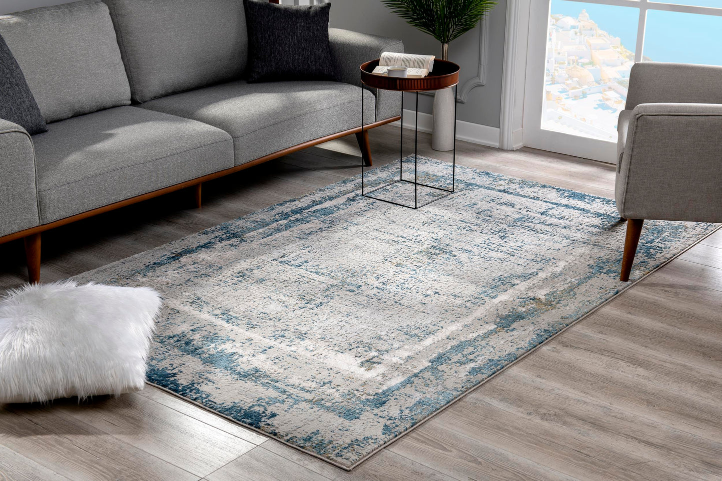 Stella:1094 Cream Blue Area Rug