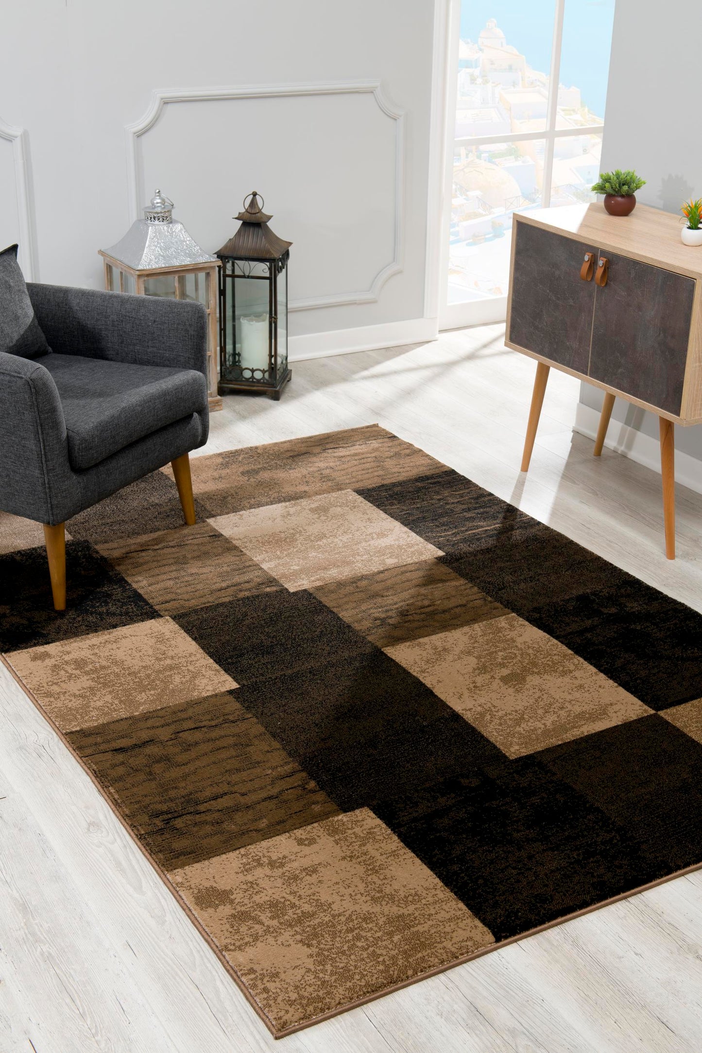 Vegas:1166 Brown Area Rug